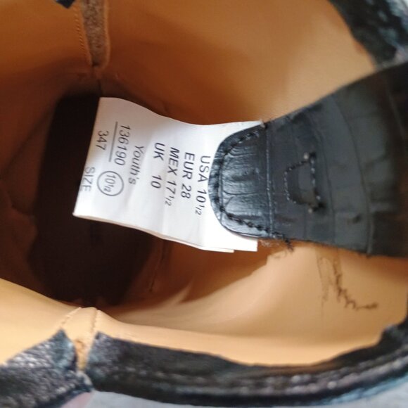 Kids Smart Fit Sz 10.5 Black Croc Embossed Cowboy Western Boots Slip-resistant - Picture 8 of 8